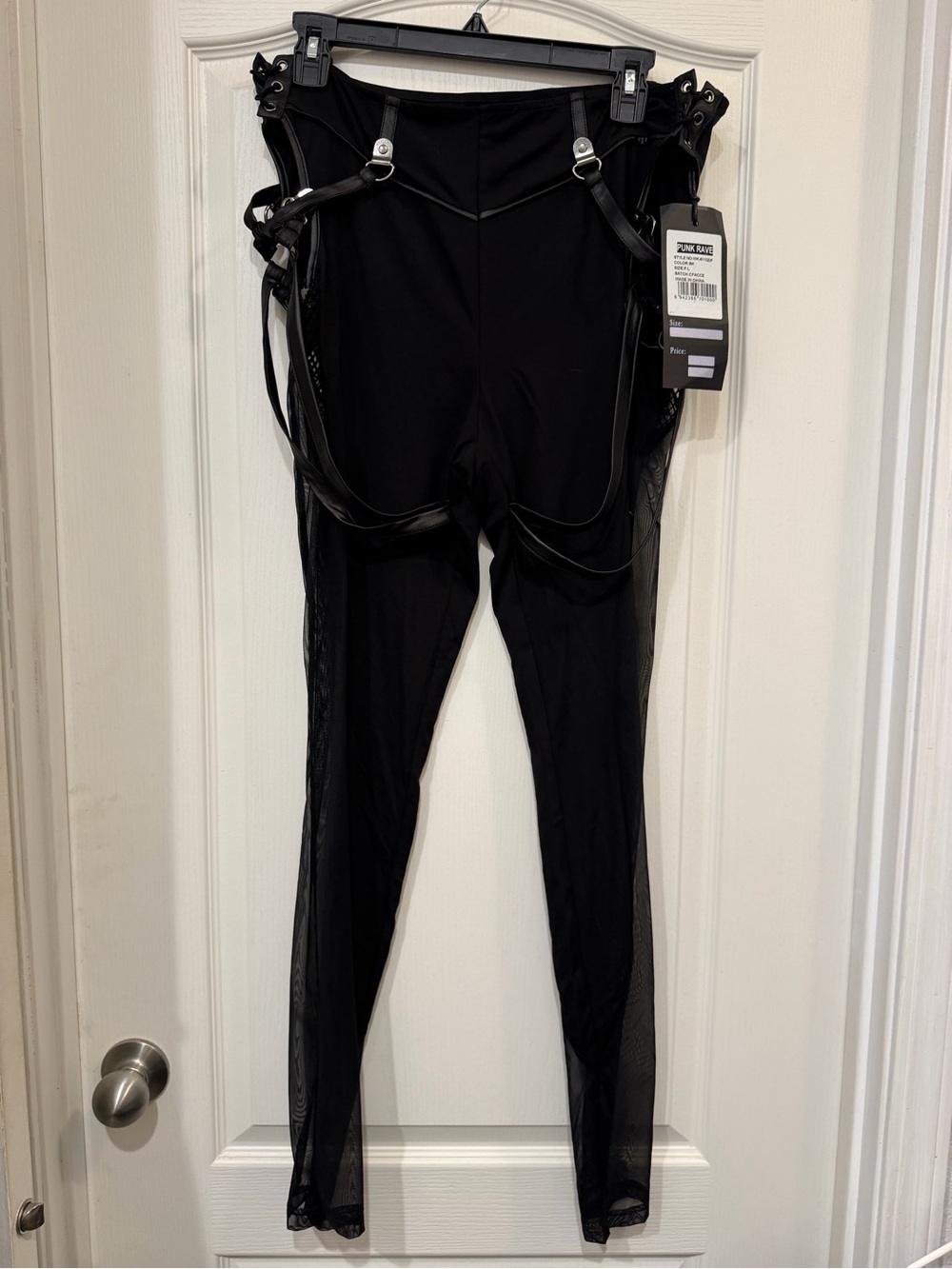 NWT Punk Rave WK-611DDF Gothic Mesh Cutout Buckle Pants Black L